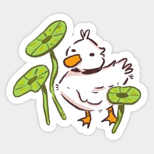 Duck with greenery, bird Sobre Alba Sticker